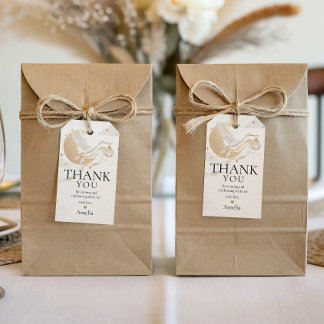 Étiquette de cadeau de remerciement élégante en or