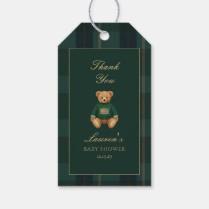 Étiquette de cadeau de shower de bébé ours à carre