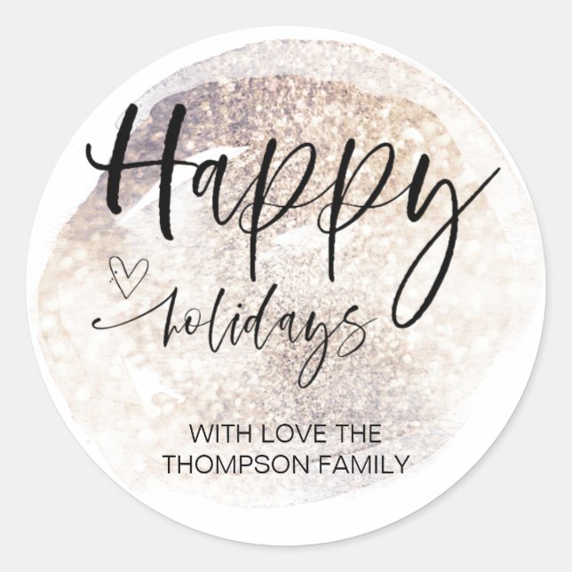 Étiquette de cadeau de vacances de Noël en or pour (Devant)