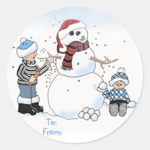 Étiquette de cadeau d'enfants de Noël : : , De :
