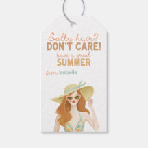 Étiquette de cadeau d'été Chapeau de paille Cheveu