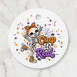 Étiquette de cadeau d'Halloween squelette mignon C