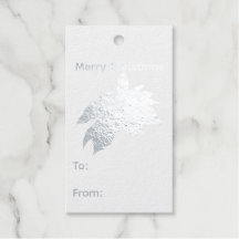 Étiquette de cadeau en feuille d'argent Poinsettia