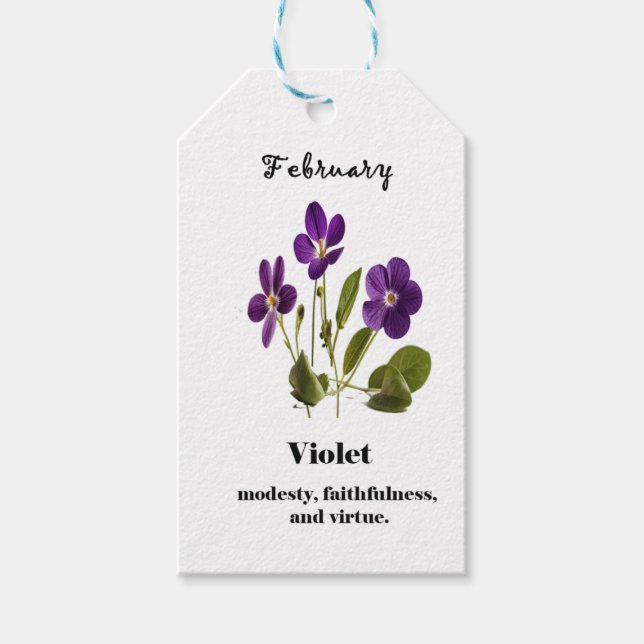 étiquette de cadeau fleur de naissance février vio (Devant)