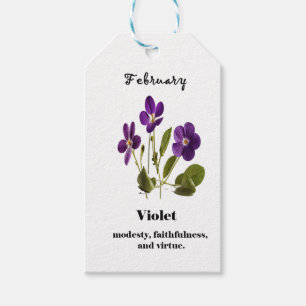 étiquette de cadeau fleur du mois de naissance fév