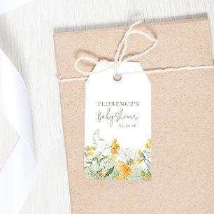 Étiquette de Cadeau Fleurie Jaune Élégante