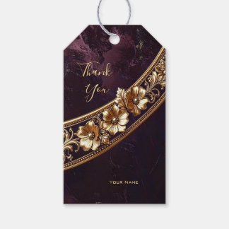 Étiquette de cadeau florale dorée ornée
