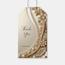 Étiquette de cadeau florale ornée élégante en or