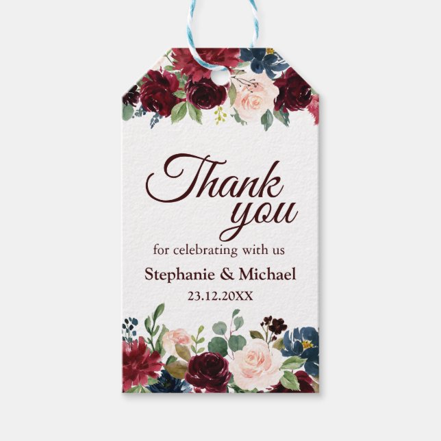 Étiquette de cadeau florale rustique boho rouge Bo (Devant)