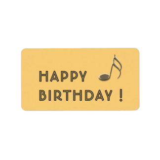 Étiquette de cadeau jaune note de musique or "Joye