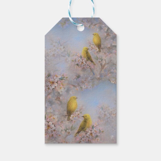 Étiquette de cadeau oiseau jaune (Devant)