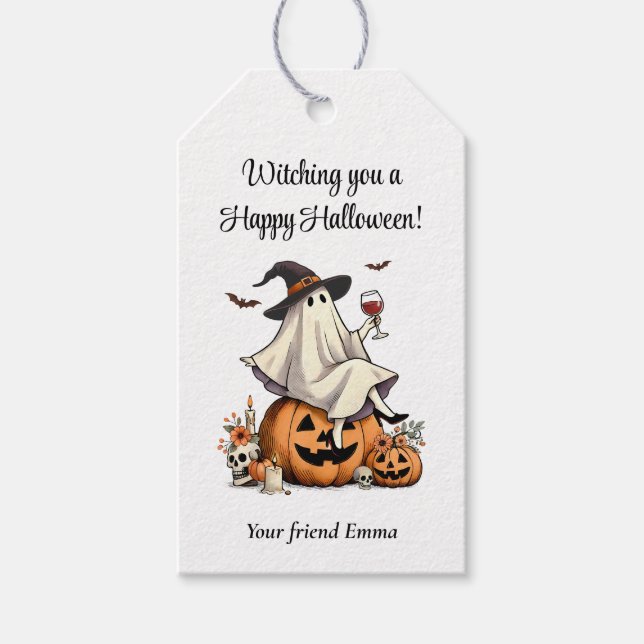 Étiquette de cadeau personnalisée de Bonne Hallowe (Devant)