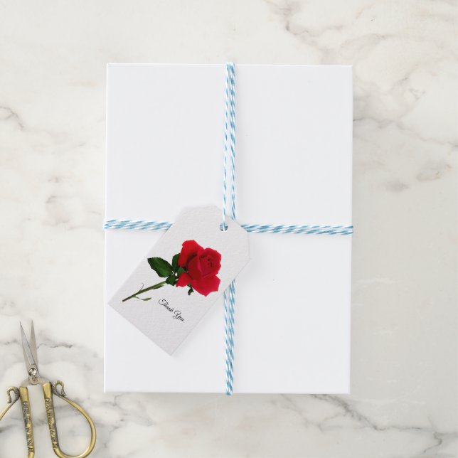 Étiquette de cadeau personnalisée Rose Rouge (Avec de laficelle)