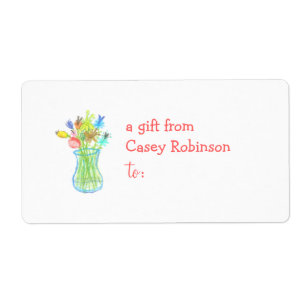 Étiquette de cadeau personnalisée - thème floral
