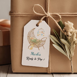 Étiquette de Cadeau pour Baby Shower Bleu – Nom de