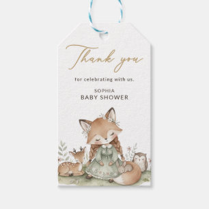 Étiquette de cadeau pour Baby Shower Fille Renard 