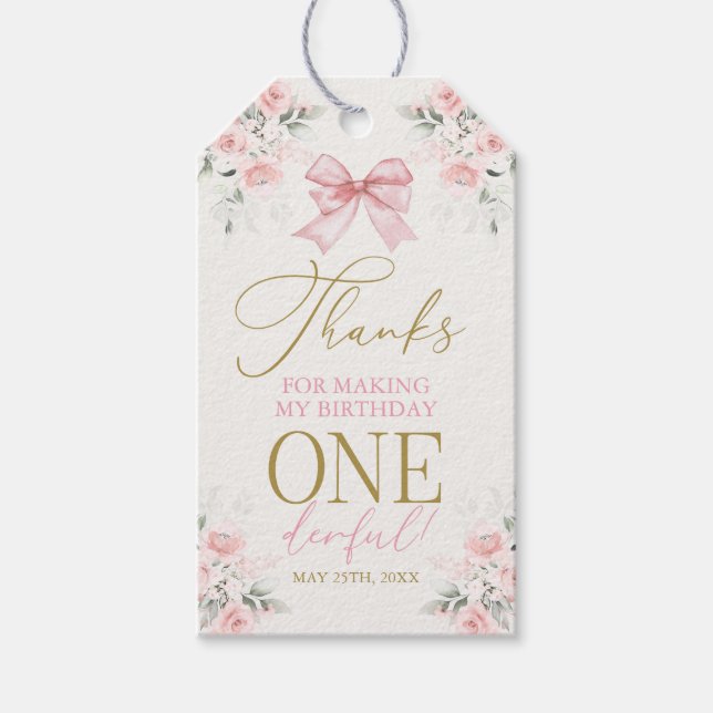 Étiquette de cadeau pour fille 1er anniversaire av (Devant)