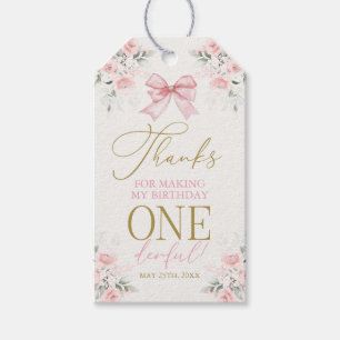 Étiquette de cadeau pour fille de 1 an avec nœud r