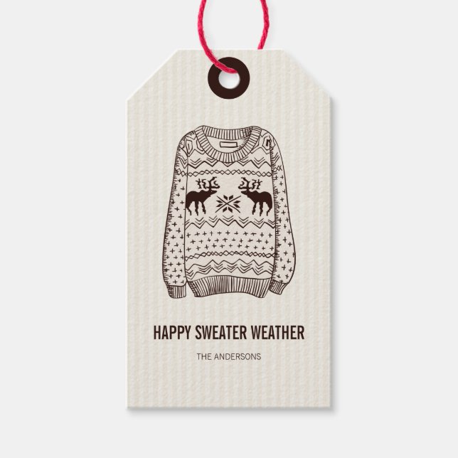 Étiquette de cadeau pour les vacances météo moche (Devant)