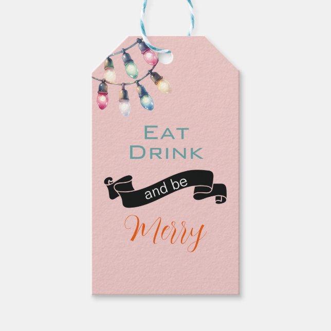 Étiquette de cadeau pour manger et être joyeux (Devant)