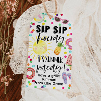 Étiquette de cadeau Sip Sip Hourra pour les vacanc