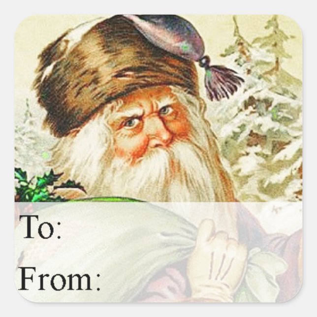 Étiquette de cadeau vintage Backwoods Santa (Devant)