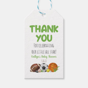 Étiquette de cadeaux Green Sports à thème Baby sho