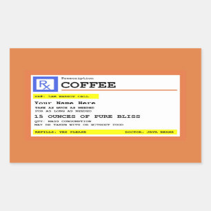 Étiquette de café d'ordonnance personnalisé rectan