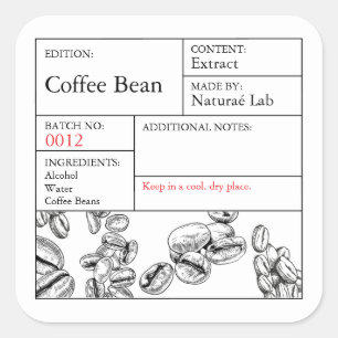 Étiquette de café noir et blanc Apothécaire