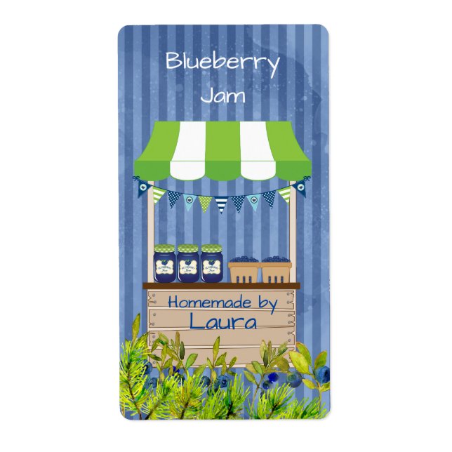 Étiquette de canne à confiture de bleueberry (Devant)