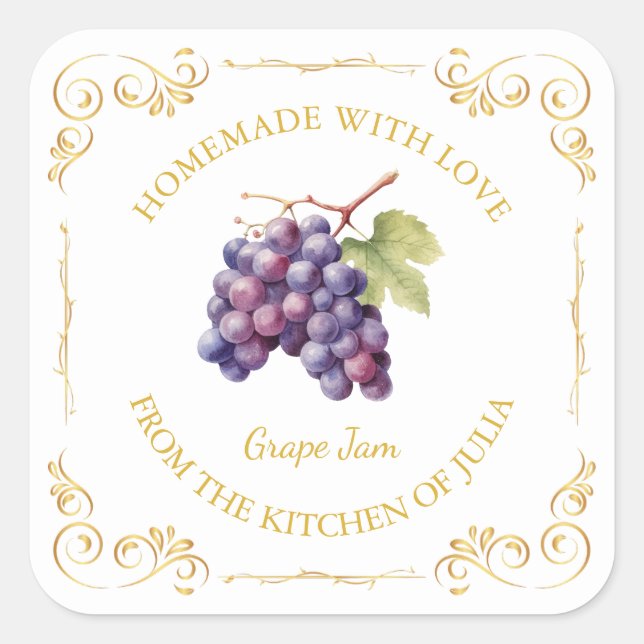 Étiquette de Carré de confiture de raisin maison v (Devant)