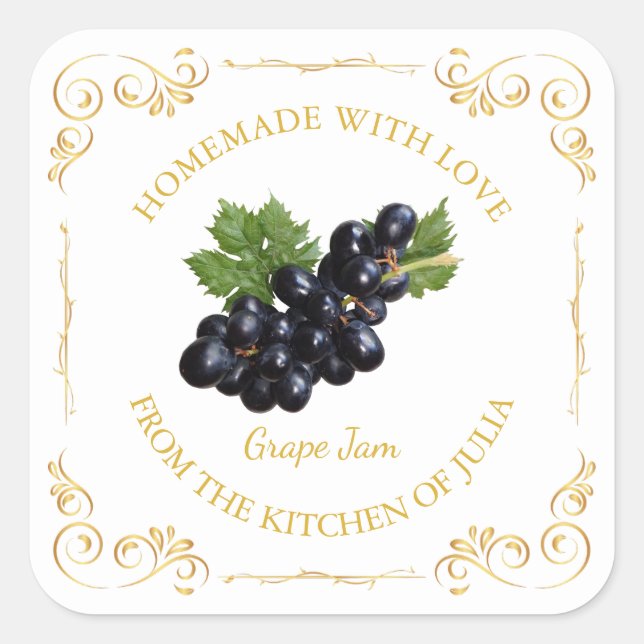 Étiquette de Carré de confiture de raisin maison v (Devant)