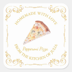 Étiquette de Carré de pizza maison vintage