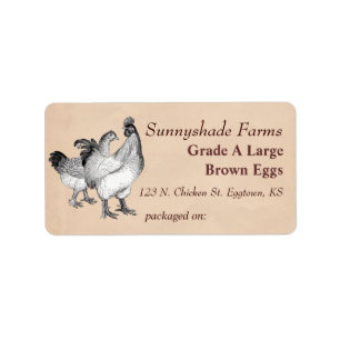 Étiquette de carton d'oeuf de poulet vintage