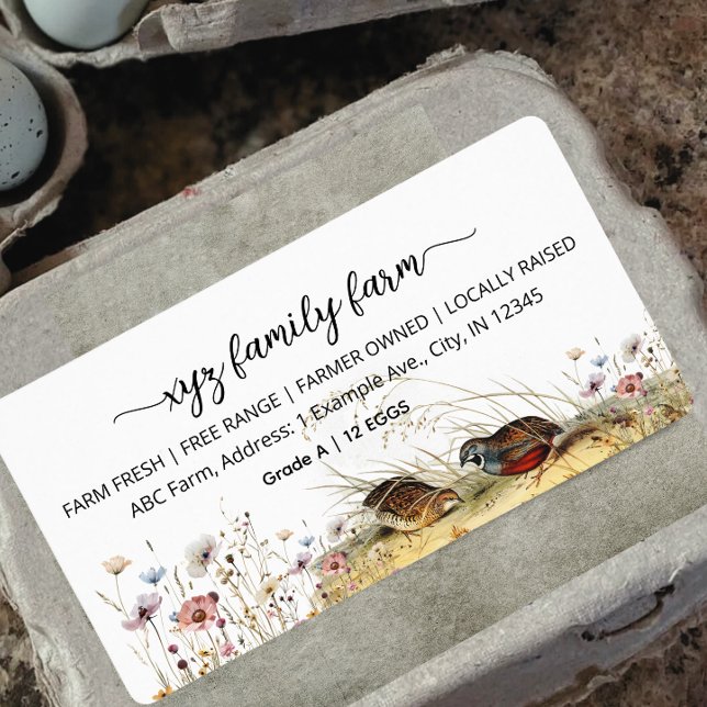 Étiquette de carton d'oeufs de caille de ferme à l (Créateur téléchargé)
