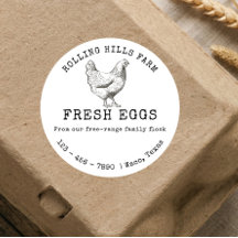 Étiquette de carton d'œufs de poule de ferme blanc