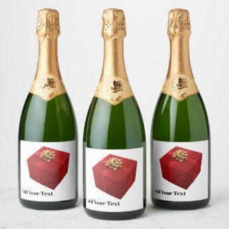 Étiquette de champagne Boîte Cadeau Rouge