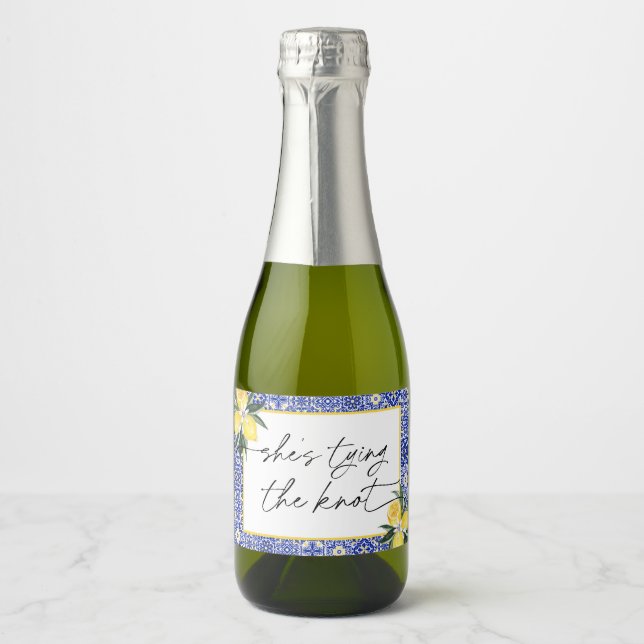 Étiquette de champagne de douche nuptiale en carre (Devant)