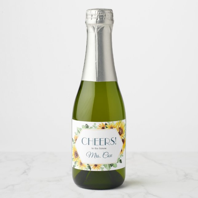 Étiquette de champagne de tournesol mini été (Devant)