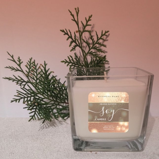 Étiquette de chandelle de soja à script brillant m (Créateur téléchargé)