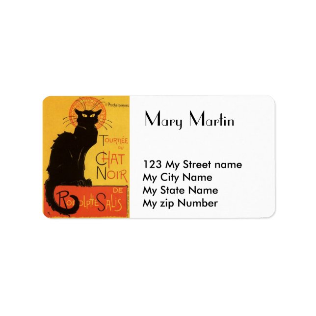 Étiquette de chat noir, (Devant)