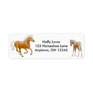 Étiquette de cheval de palomino de Haflinger
