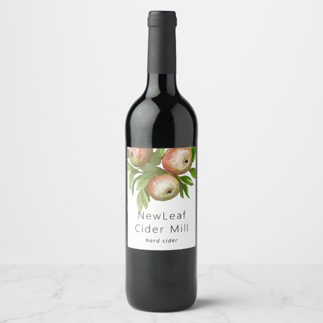 étiquette de cidre de pommes aquarelle (Devant)