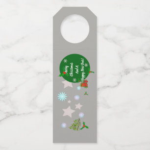 Étiquette de cintre de bouteille de Noël