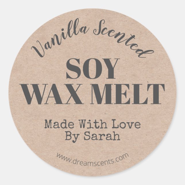 Étiquette de cire de soie de vanille artisanale Kr (Devant)