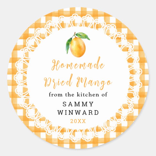 Étiquette de Collation de Mangue Séchée Maison (Devant)