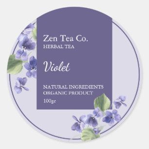 Étiquette de commerce de thé aux herbes de violett