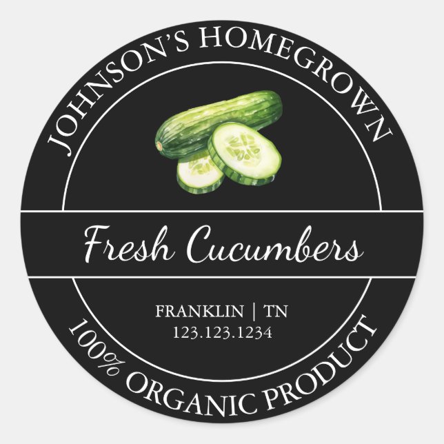 Étiquette de concombre biologique frais du jardin  (Devant)
