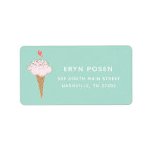 Étiquette de cône de crème glacée mignonne