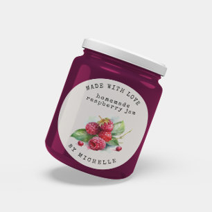Étiquette de confiture à l'aquarelle de framboise